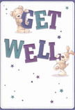 Bursting with playful optimism, this illustrated get well card presents two delightful companions-a bear and a floppy-eared puppy-offering heartfelt cheer. Both balance and cradle the large, vivid letters of 'Get Well,' rendered in lively teals and deep purples that evoke the calm and healing presence of Rotherhithe's leafy avenues. A gentle flurry of stars sparkles across the softly radiant background, hinting at the magic of well-wishing and fresh beginnings. The animals' expressive features, from the bear's plush fur to the puppy's soft, tactile ears, seem made for comfort-as though their embrace could be felt even from afar. This card delivers emotional warmth akin to a bouquet carefully composed by a local Rotherhithe florist: every detail considered, every colour chosen to uplift. Its welcoming mood, conjuring the sense of a sunlit window overlooking the Thames, makes it a perfect message of compassion and encouragement for anyone in need of a boost in SE16.